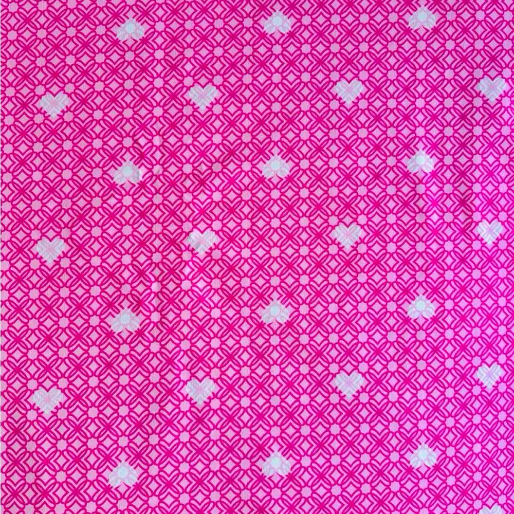 Fabric Lilly Pulitzer Pink Gingham and White hearts Fabric